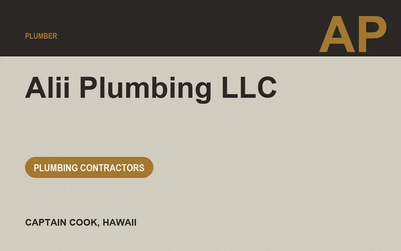 Alii Plumbing LLC in Captain Cook, Hawaii
