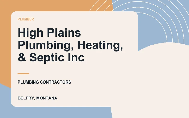 High Plains Plumbing, Heating, & Septic Inc in Belfry, Montana