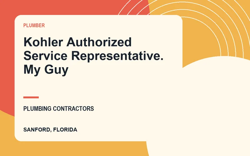 Kohler Authorized Service Representative. My Guy in Sanford, Florida