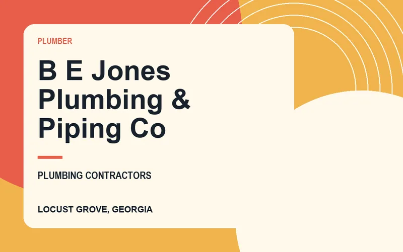 B E Jones Plumbing & Piping Co in Locust Grove, Georgia