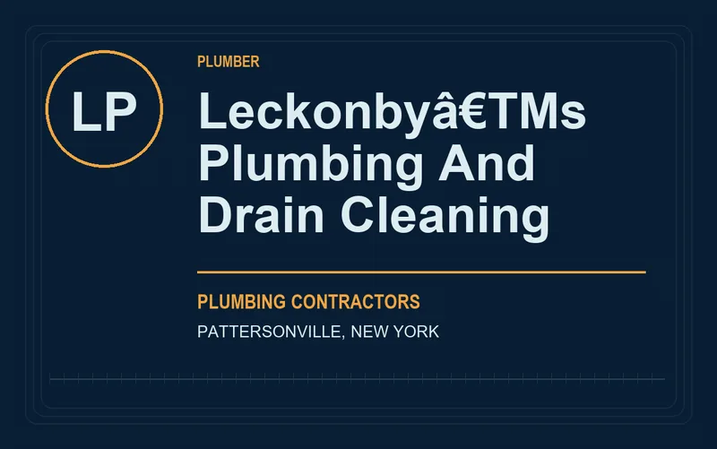 Leckonbyâ€TMs Plumbing And Drain Cleaning in Pattersonville, New York