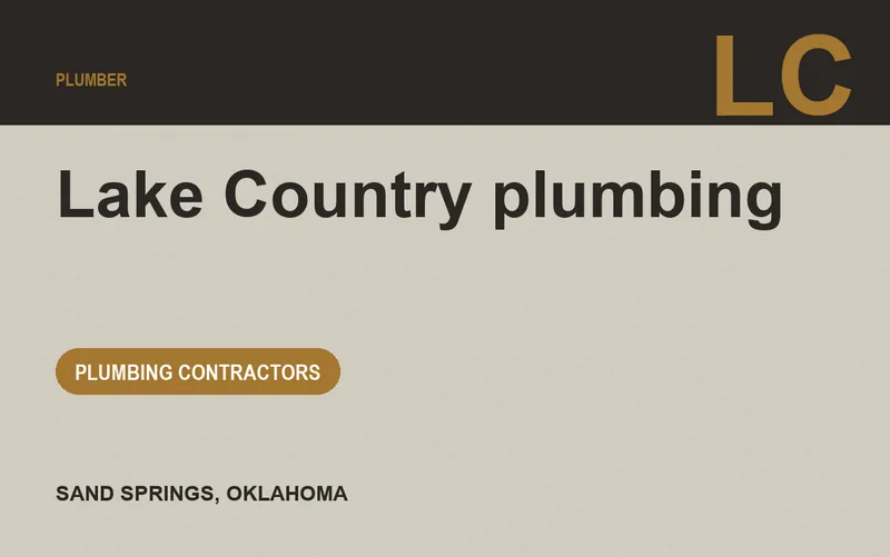 Lake Country plumbing in Sand Springs, Oklahoma