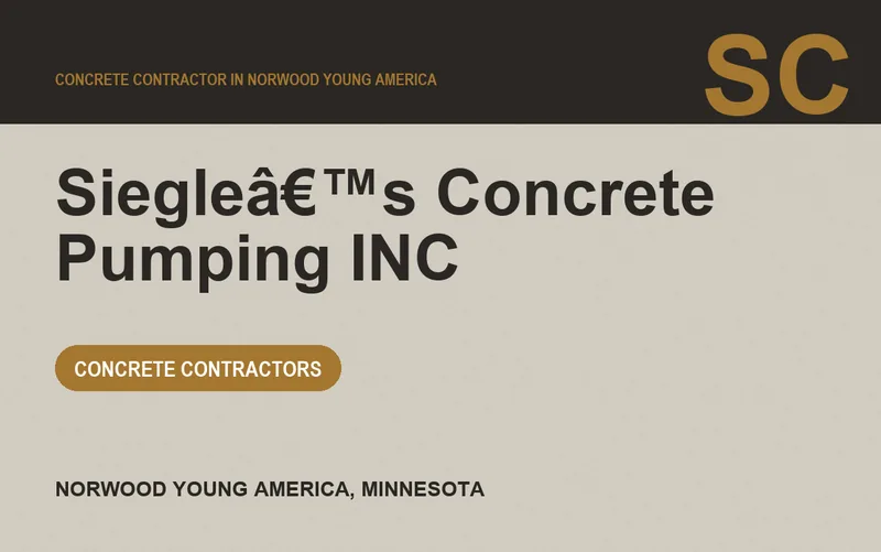 Siegleâ€™s Concrete Pumping INC in Norwood Young America, Minnesota