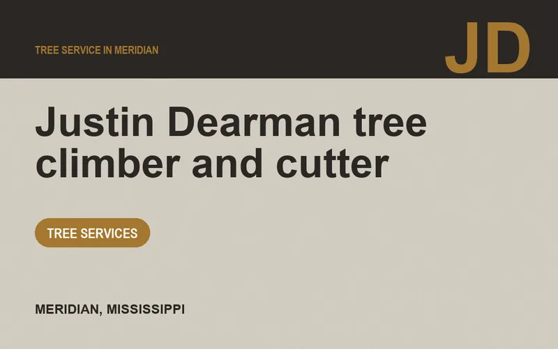 Justin Dearman tree climber and cutter in Meridian, Mississippi