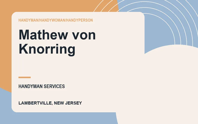 Mathew von Knorring in Lambertville, New Jersey