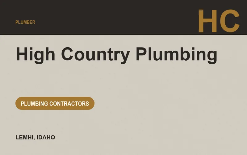 High Country Plumbing in Lemhi, Idaho