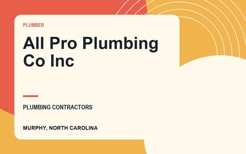 All Pro Plumbing Co Inc in Murphy, North Carolina