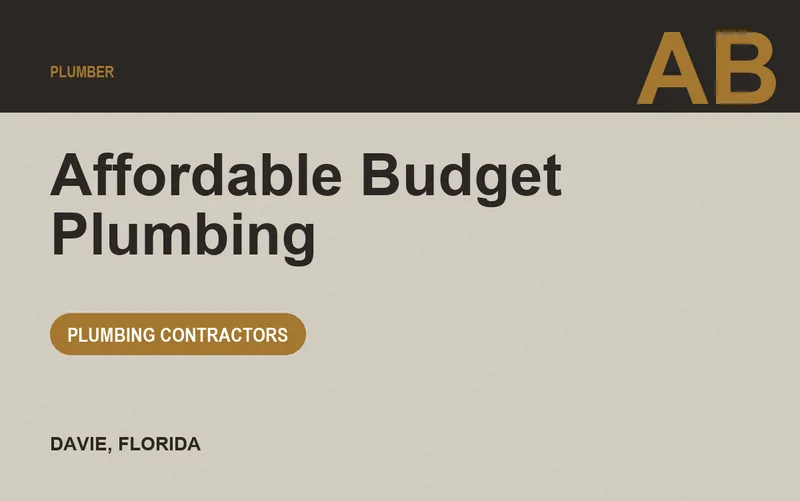 Affordable Budget Plumbing in Davie, Florida